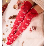 Zakolanówki Bawełniane MILENA ŚWIĄTECZNE ze wstążką do wiązania