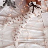 Zakolanówki Bawełniane MILENA ŚWIĄTECZNE ze wstążką do wiązania